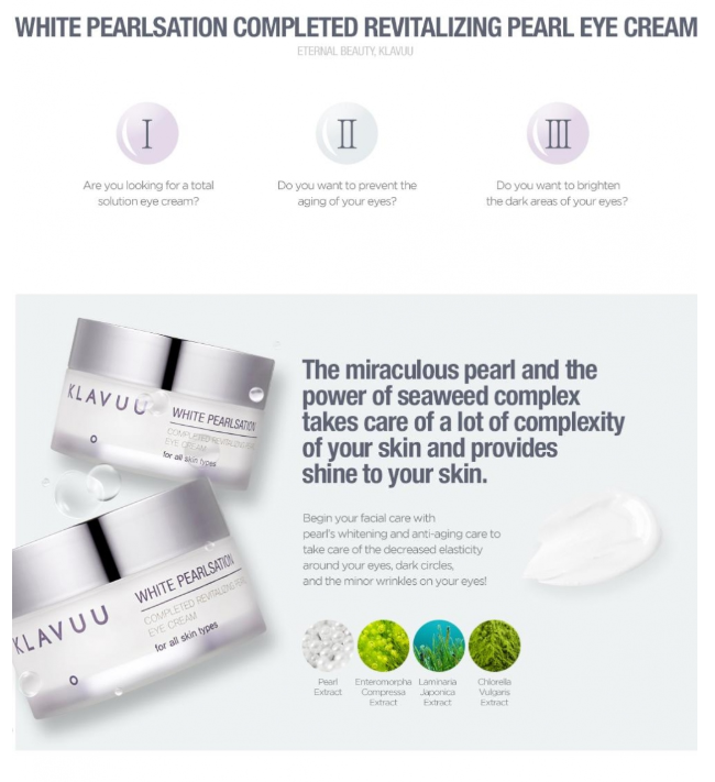 KLAVUU Crème pour les yeux revitalisante aux perles blances - My Korean Beauty