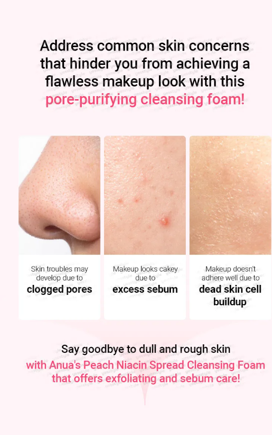 Anua - Peach Niacin Spread Cleansing Foam - Mousse nettoyante éclaircissante